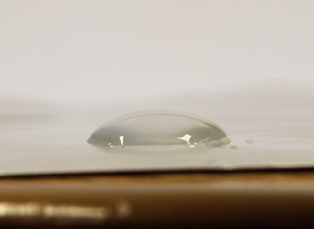 water droplet on aluminium foil