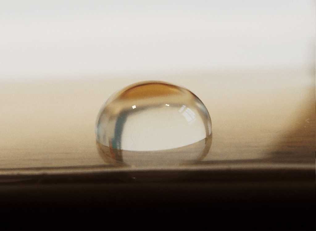water droplet on plastic