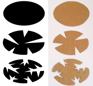 An image showing diagrams to explain the concept of porosity. There are three disc shapes. The top one is solid black. The second one has some long thin holes cut in it and the final one has lots of long thin holes cut in it.